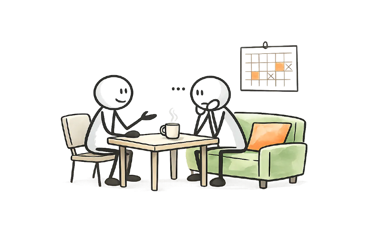 In Ruhe sprechen, auch wenn es schwer ist